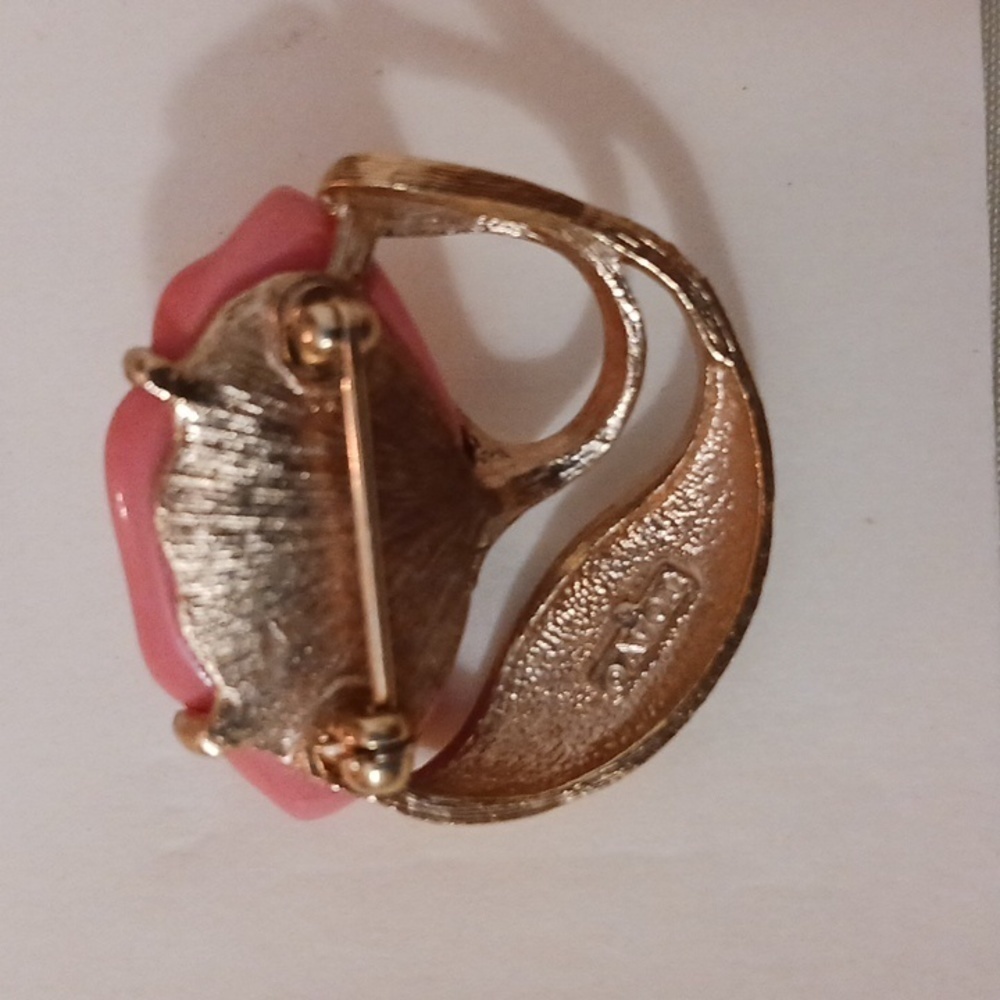 Vintage 80's Pink & Gold Avon Flower Brooch - Picture 6 of 6